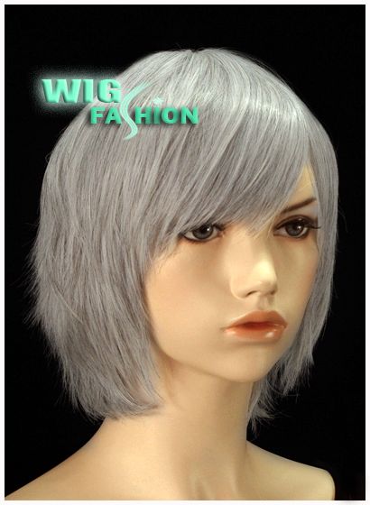 New Irregualr Short Straight Grey Hair Wigs  