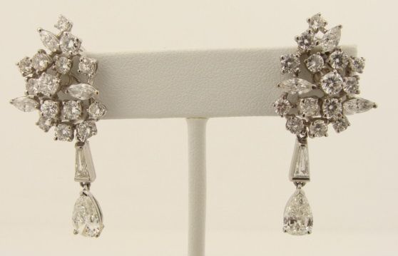 Platinum & 14K Estate high grade Diamond Earrings  