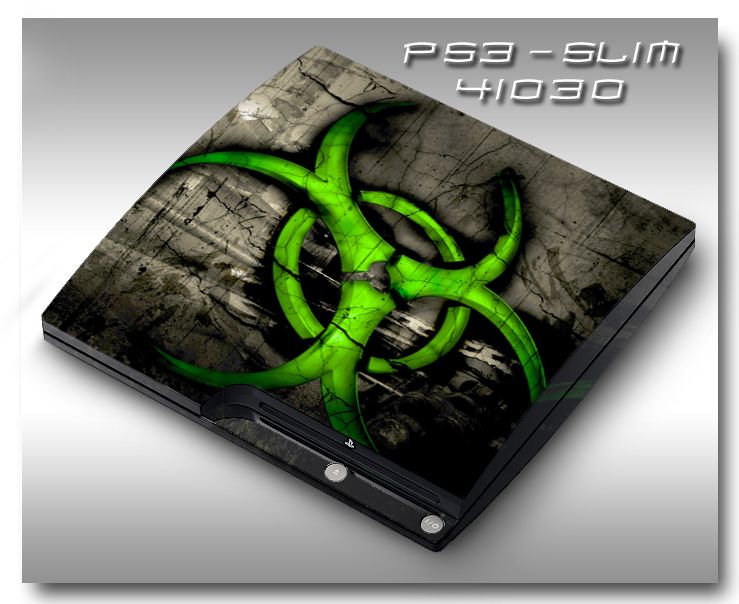 PS3 Slim Armored Skin Set   41030 Green Biohazard  