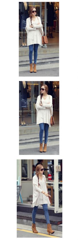 FANCYQUBE CASUAL FASHION V NECK LOOSE STYLE JUMPER SWEATER 1903  