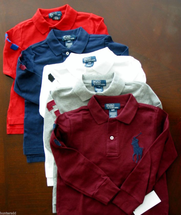 NWT Ralph Lauren Boys Long Sleeved Mesh Big Pony #3 Polo Sz 3/3t NEW $ 