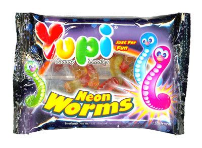 New NEON WORMS YUPI GUMMY CANDY Chewy kids  