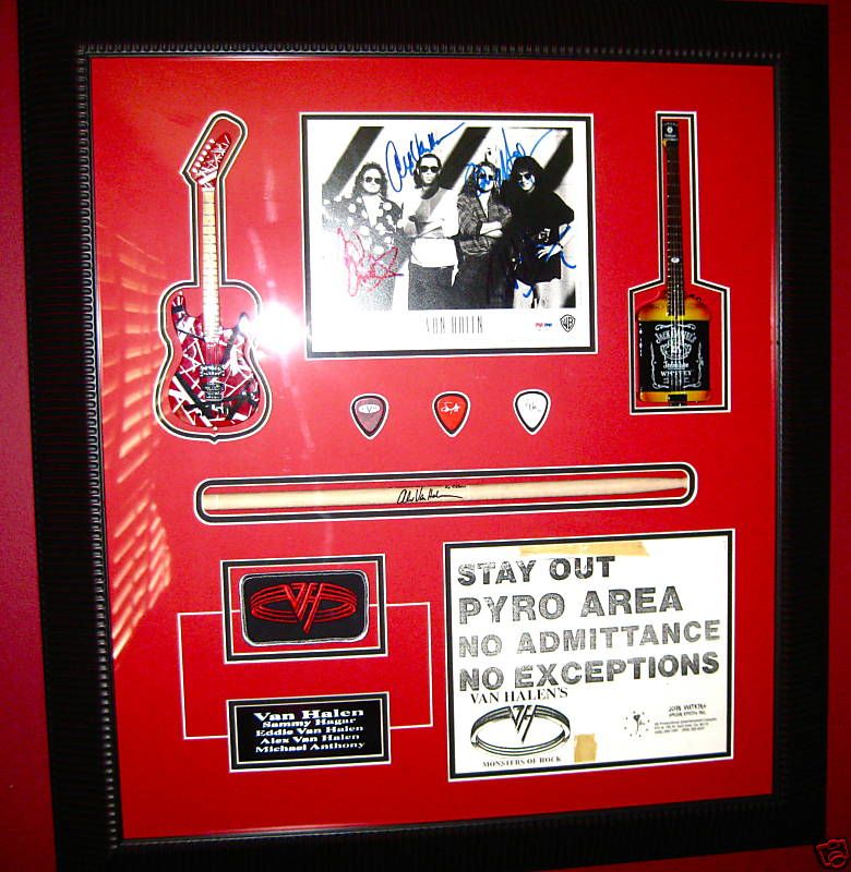Van Halen SIGNED AUTOGRAPHED Framed GUITAR PICK PSA DNA COA EDDIE 5150 