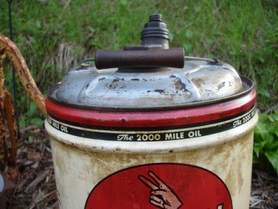   KENDALL The 2000 MILE OIL 5 Gallon Can Wood Handle Triple Caps  