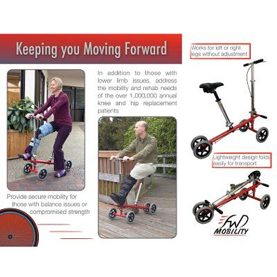 Turning Steerable Rolling Knee Walker Scooter Leg Caddy  