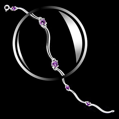 Monili Sterling Silver & Genuine Amethyst Bracelet  