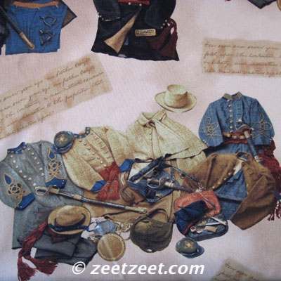 Gettysburg Civil War ARTIFACTS UNIFORMS Quilt Fabric /Y  