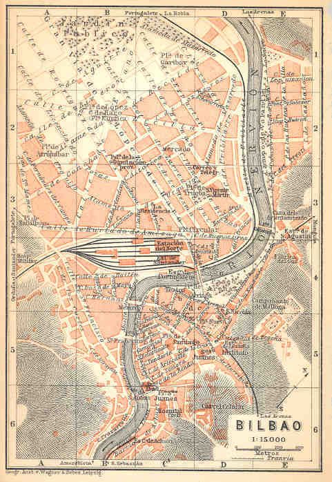 Spain BILBAO. Old Vintage City Map Plan. 1913  