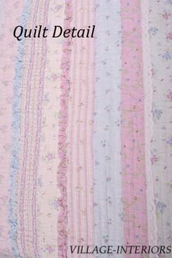 CHIC &SHABBY LAVENDER PURPLE RAG RUFFLE QUEEN QUILT SET  