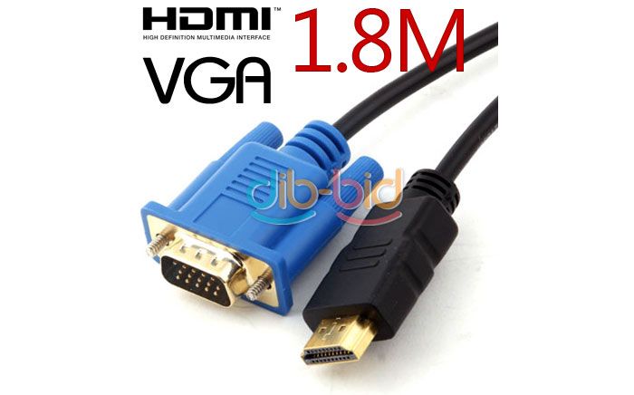 HDMI Gold Male to VGA HD 15 Cable 6ft 1.8M  