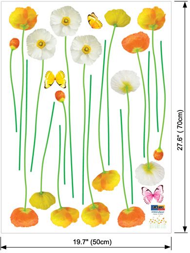   Poppy Flower Wall Stickers Vinyl Decals Decor   Tracking #  