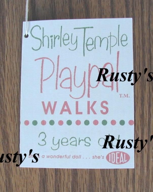 1960 SHIRLEY TEMPLE WALKER PLAYPAL doll WRIST hang TAG  