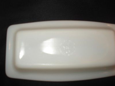 VINTAGE PYREX BUTTER DISH W/ LID WHITE & BLUE SNOWFLAKE  